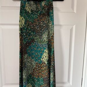 Ellen Parker Multicolor Patterned Dress peacock Sz gorgeous flair